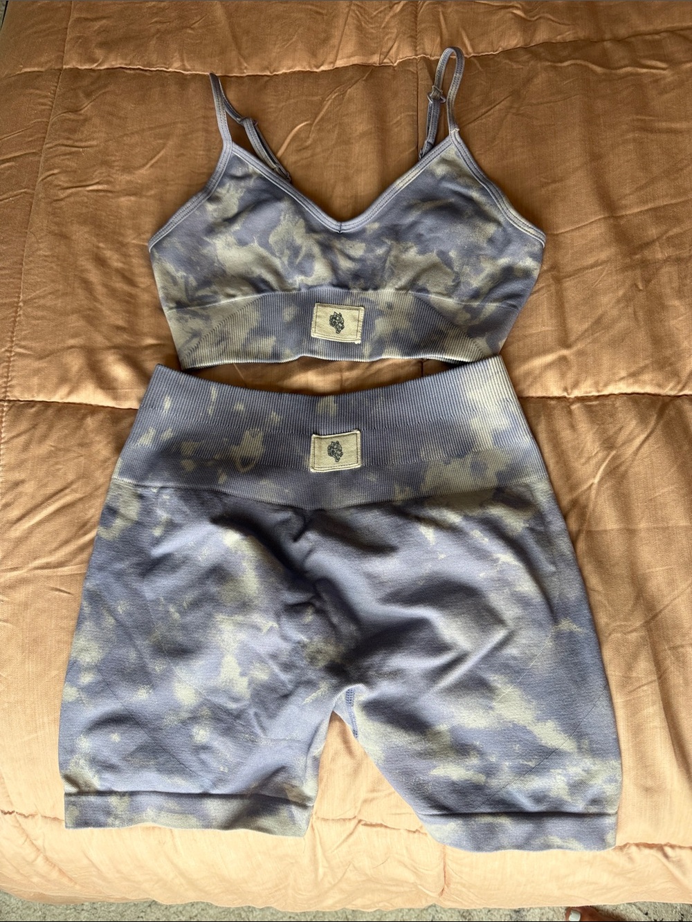 Darc Sport Tie-Dye Seamless High-Waist Bike Shorts in Blue